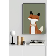 Sevimli Karikatür Hayvanlar - Gerçek Cama Baskı Siyah Alüminyum Metal Çerçeveli Minimalist Tablo