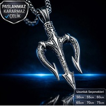 Paslanmaz Çelik Mitolojik Poseidon Trident Üçlü Mızrak Kolye
