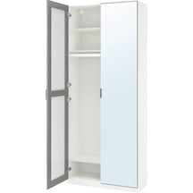 Ikea Koyu Gri Şık Kapaklı Gardırop Koyu Gri-aynalı Cam