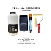 2 Litre Handy Lake 03-eskimiş Beyaz Kendinden Vernikli Kadife Kaplı Rulo Set Kırıkbeyaz