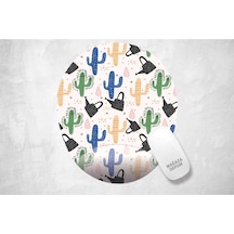Renkli Kaktüsler Görselli - Baskılı Oval Mouse Pad Mousepad