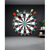 15 İnç Ahşap Dart Tahtası 4 Metal Uçlu Ok