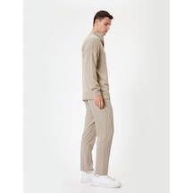 Koton Beli Bağcıklı Pantolon Cep Detaylı Bej 5wam40033hw Ekru