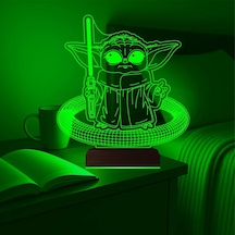 Luvivia Çizgi Film Yoda 3d Lamba - Masa Gece Lambası V2 Şeffaf