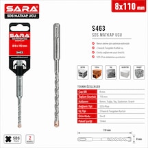 Sara S463 Sds Plus Matkap Ucu 8 X 110 Mm, 2 Kesicili Tungsten Karbür Uçlu
