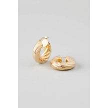 Retro Tasarım 18 Ayar Sarı Altın Kaplama Gümüş Halka Küpe