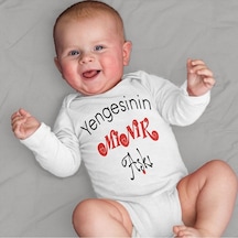 İmaj Tuğbababy Unisex Bebek Beyaz Yengesinin Minik Aşkı Yazılı Tulumu Zıbın Beyaz