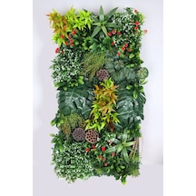 Yapay Çiçek Deposu Lüx Kabartmalı Yapay Dikey Bitki Hazır Duvar Paneli 50x100 Cm