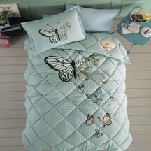 Clasy Tek Kişilik Yorgan Seti Uyku Seti Daisy Love V1 Mint Mint