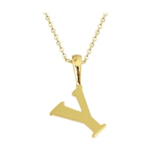Kuyumcudukkani Zincirli Altın Renk "y" Harfli Kolye Gold
