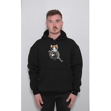 Asker Solider Cat Kedi Warrior Savaşçı Sweatshirt Unisex Kapüşonlu Hoodie 001