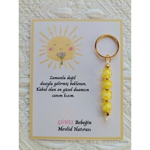 24 Adet Özel Tasarım Güneş Ve Sarı Anahtarlık Hastane Yeni Doğan 40 Mevlidi Dağıtmalık Hediyelik