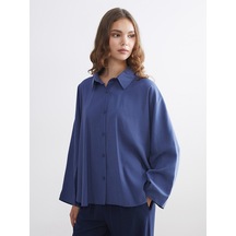 Lcw Modest Mavi Oversize Kadın Gömlek Tunik Xl-2xl