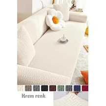 Tr Tuğla Desen 3 Kişilik Lastikli Kanepe Örtüsü Lastikli Koltuk Örtüsü Koltuk Kılıfı Krem 180 X 230 Diğer