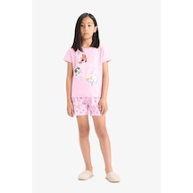 Defacto Kız Çocuk Powerpuff Girls Pijama Takımı Kısa Kollu Üst Şort F3136a825smpn164 Pembe