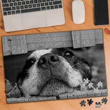 Gri Renkte Sevimli Köpek 240 Parça Puzzle Yapboz-75468