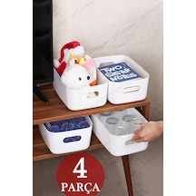 4 Adet 3.5 Litre Dolap Içi Ve Buzdolabı Düzenleyici, Banyo, Mutfak Organizer Sepet Seti - Beyaz