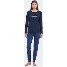 Slazenger PAOLINA IN Kadın Pamuklu Lacivert / Turkuaz Pijama