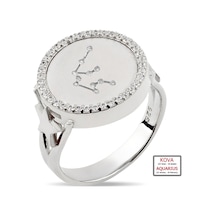 Kuyumcudukkanı Zirkontaşlı"kova Burcu"yüzük-10433-w-aqua 18 Beyaz