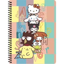 Hello Kitty And Friends 16,5 22,5 Çizgili Spiralli Karton Kapak Defter - Çok Renkli Çok Renkli