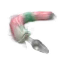 Erofoni Uzun 37 Cm Peluş Tüy Kuyruklu Şeffaf 11 Cm Kaliteli Kalın Cam Yapı Anal   Plug