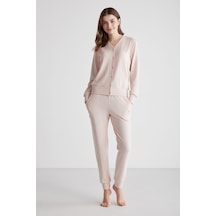 U.S. Polo Assn. U.s Polo Assn. 16956 Kadın Pembe Melanj Patlı Uzun Kollu Pijama Takımı -pembemelanj Pembe Melanj