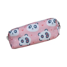 Pembe Panda Desenli Tatlı Kalemlik - Okul Kalemliği-makyaj Çantası