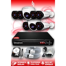 Bayicam 8 Kameralı Uzay 2 İç Kamera Set 2 TB HDD Full HD Gece Görüşlü Güvenlik Kamerası Sistemi
