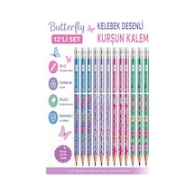 Kelebek Silgili Kurşun Kalem 12 Adet Faber Castell Yuvarlak Gövdeli Siyah Kurşun Kalem Yumuşak Yazım Kolay Tutuş Kalite Çok Renkli