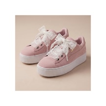 Last İcon Çiçekli Dantel Desenli Beyaz Örgü Ayakkabı Bağcığı Kadın Sneaker Beyaz