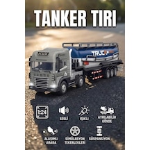 Işıklı Sesli Diecast Tanker Tırı Oyuncağı - 1:24 Ölçek Metal Kafalı, Ayrılabilir Dorseli Çocuk Model Araba