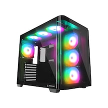 Rampage Loopy Plus Siyah 7 12cm Argb Fan 950w 80 Plus Standart Temperli Cam Kumandalı Atx Mid-t Gaming Oyuncu Kasası