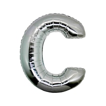 Gümüş Folyo Balon C Harfi 40inç 100cm Beyaz