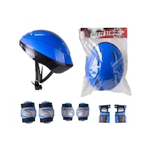 Kask Dizlik Dirseklik Koruyucu Set Mavi