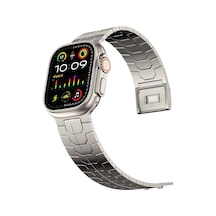 Apple Watch İle Uyumlu Titanyum Serisi Manyetik Tokalı Hafif Ve Rahat Çelik Kordon Kayış 42-44-45-46-49 Mm Boyutlarına Uyumlu Titanyum, Symetric Çok Renkli
