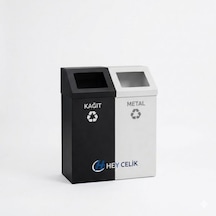 2 Li Sıfır Atık Geri Dönüşüm Kutusu Sak-142 Metal Atık Ayrıştırma Sistemi Hey Çelik