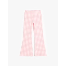 Koton Ekose Desenli Beli Lastikli İspanyol Paça Pantolon Pembe Ekose 5skg40017ak Pembe Ekoseli Pembe