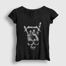 Presmono Kadın Rock On Metallica T-shirt Siyah
