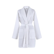 Zeynep Tekstil Waffle Pike %100 Pamuklu Bornoz Unisex Premium Yeni Trend Bornozu 153-99-1312-4 Beyaz
