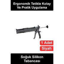 Silikontabancası İnce Soğuk Silikon Tabancası Siyah Plastik Gövde Ergonomik Kavramalı Mekanik Tetik