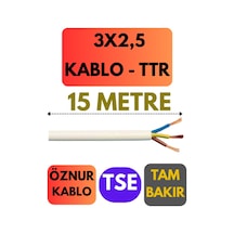 Öznur 3x2,5 Ttr Kablo Metre Seçenekli Beyaz - 15 Metre