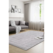 Yalın Modern Dokuma Halı Kaymaz Tabanlı Yıkanabilir Salon Ve Oturma Odası Halısı 5577 Krem Gri Gri