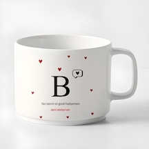Çay Kahve Espresso Fincanı B Baş Harf Küçük Kupa 180 Ml Beyaz