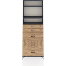 Arges Dolap 4 Raflı 4 Çekmeceli 2 Kapaklı 88x30x243 Antrasit-çam Antrasit