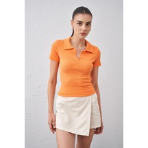 Kadın Orange Polo Yaka Kaşkorse Bluz 001