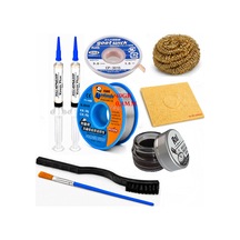 Lehimleme Seti 0,8 Mm 40 Gr Lehim Teli 2 Li Flux Cp-3015 Lehim Fitili Fırça Ve Havya Ucu Temizleme Seti St17