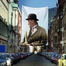 Sivil Mustafa Kemal Atatürk Poster Cephe Bayrağı - 4 X 6 Metre 1