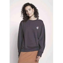 Cool Skull Rose Baskılı Füme Antrasit Kadın Sweatshirt