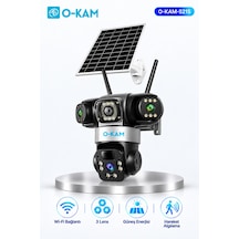 O-kam Ok-5215 3 Lensli Güneş Panelli Wi-fi Güvenlik Kamerası