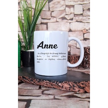 Anne Kelime Anlamı Anneler Özel Hediyelik Baskılı Çay Kahve Sunum Kupa Bardak Beyaz